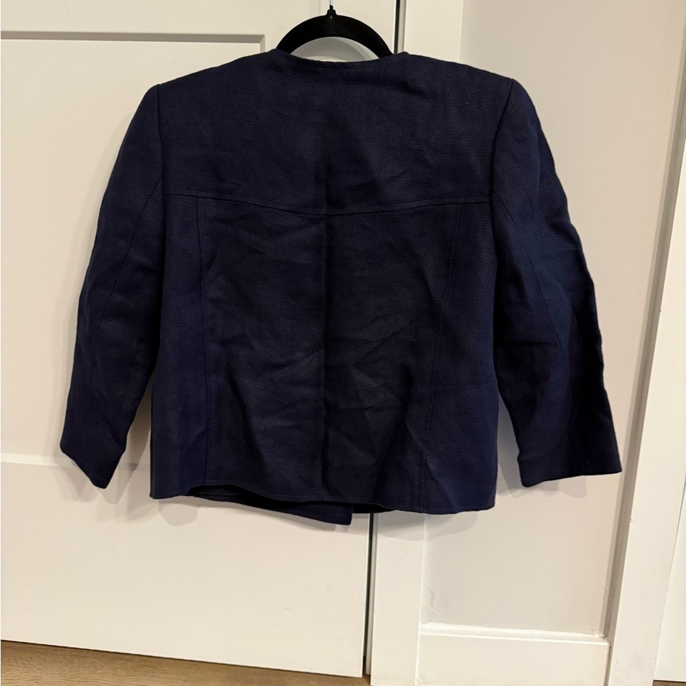 Lauren Ralph Lauren Navy Double-Breasted Linen Jacket (Petite) - Picture 2 of 7